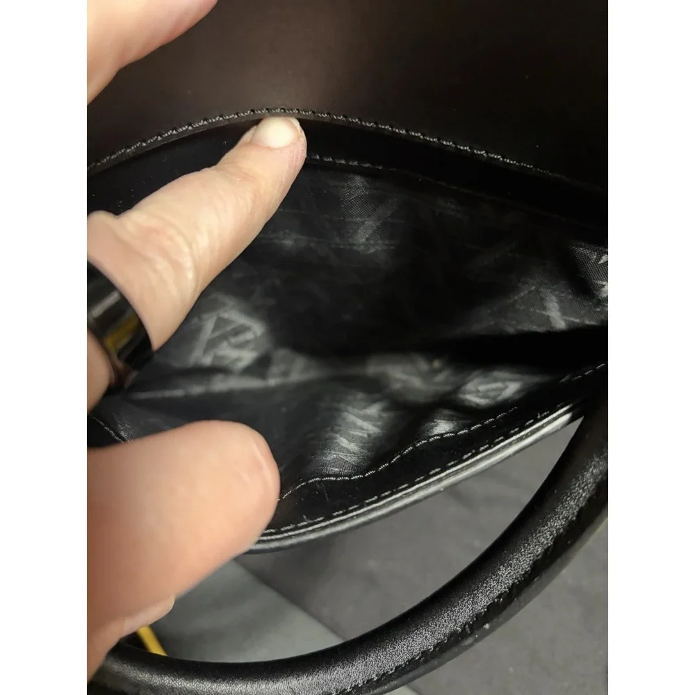 ZAC Zac Posen Eartha Black Leather Satchel Crossbody Bag Gold Dust Bag